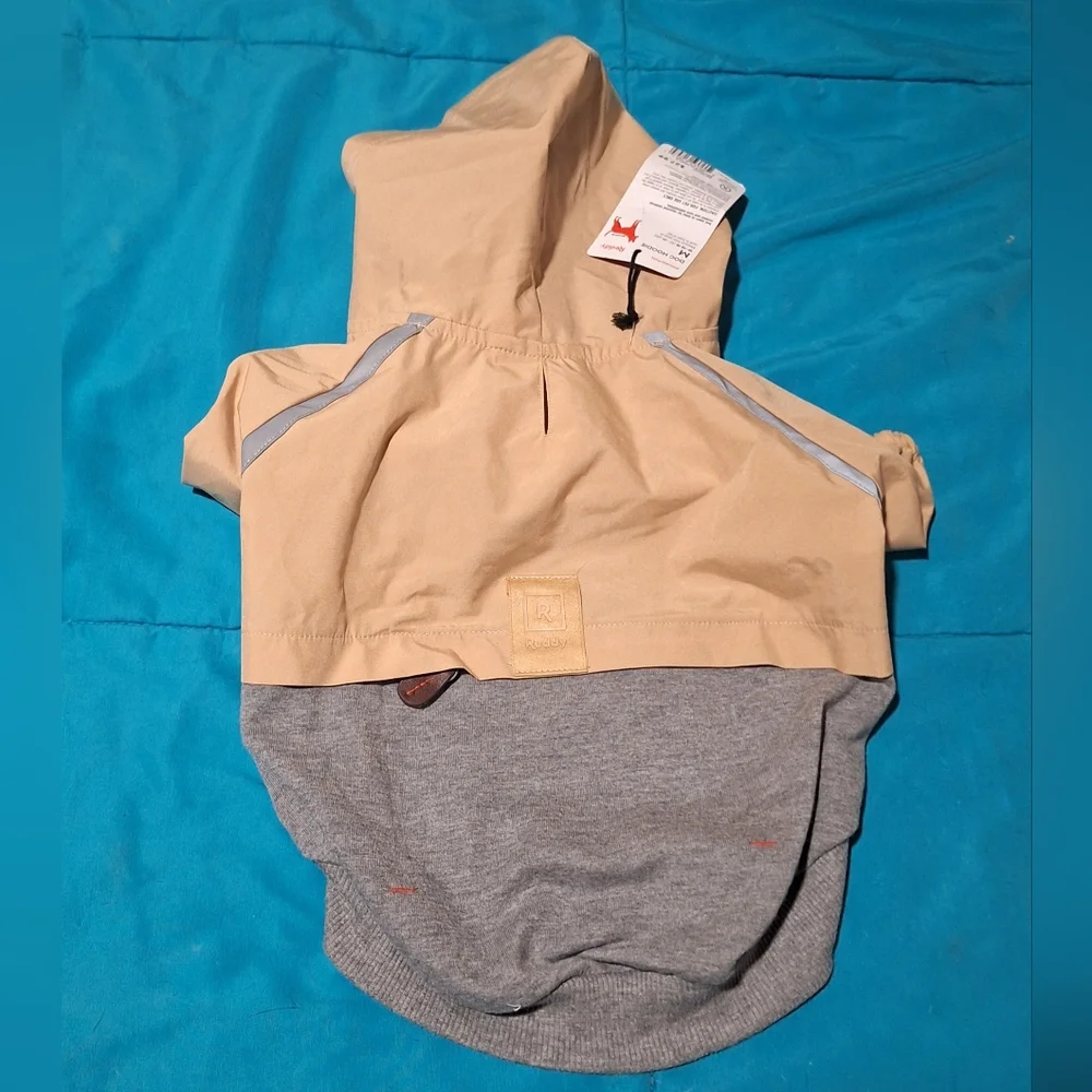 Tan and Gray Hooded Jacket Dog Hoodie‎ M Reddy
